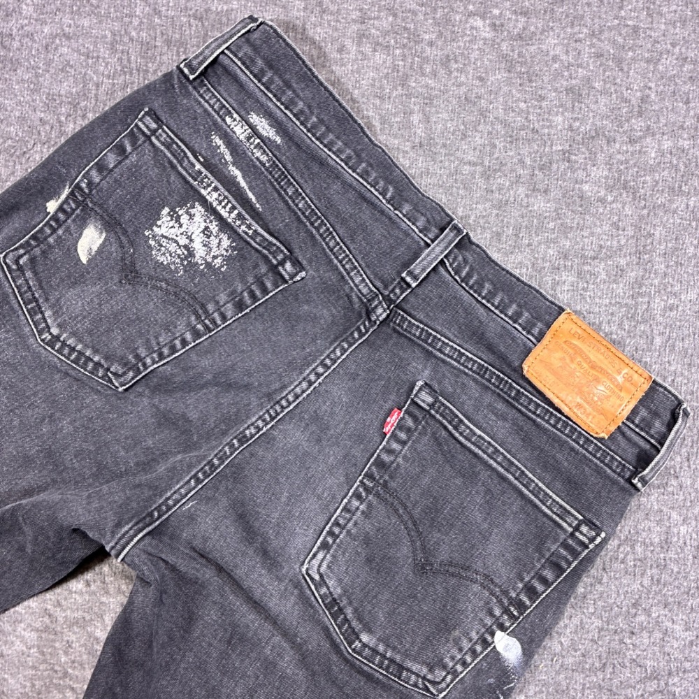 Vintage‎ Levi's Premium 510 Skinny Jeans Women 34x34 Black Thrash Paint Splatter